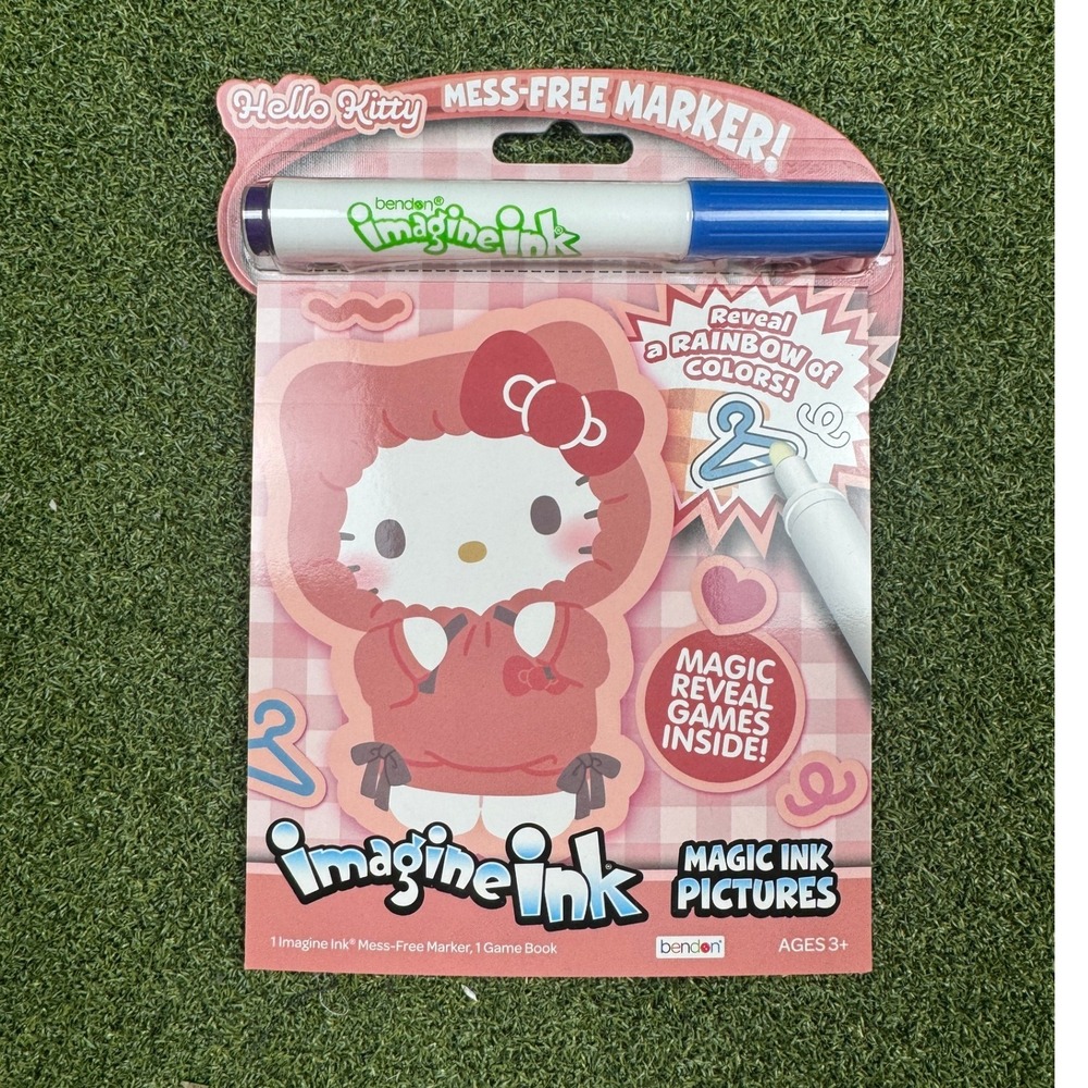 Hello Kitty Imagine‎ Ink Mess Free Coloring Book Marker Bendon New